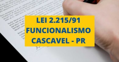 Lei 2.215/1991, Lei 2215 1991 Cascacvel Paraná, Concurso Cascavel, Concurso Prefeitura de Cascavel, lei 2215/91.